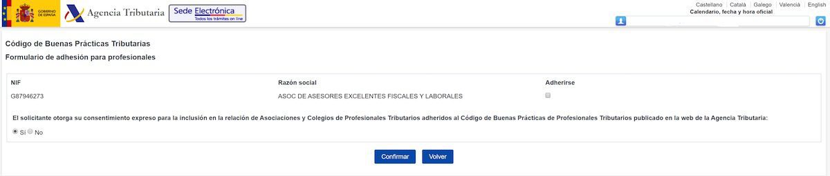 Enviar el formulario de adhesión de Buenas Prácticas Tributarias Enviar el formulario de adhesión de Buenas Prácticas Tributarias