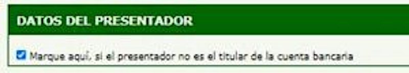 Datos del presentador para la domiciliación bancaria del pago