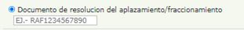 Documento de resolución de aplazamiento y fraccionamienot de pago