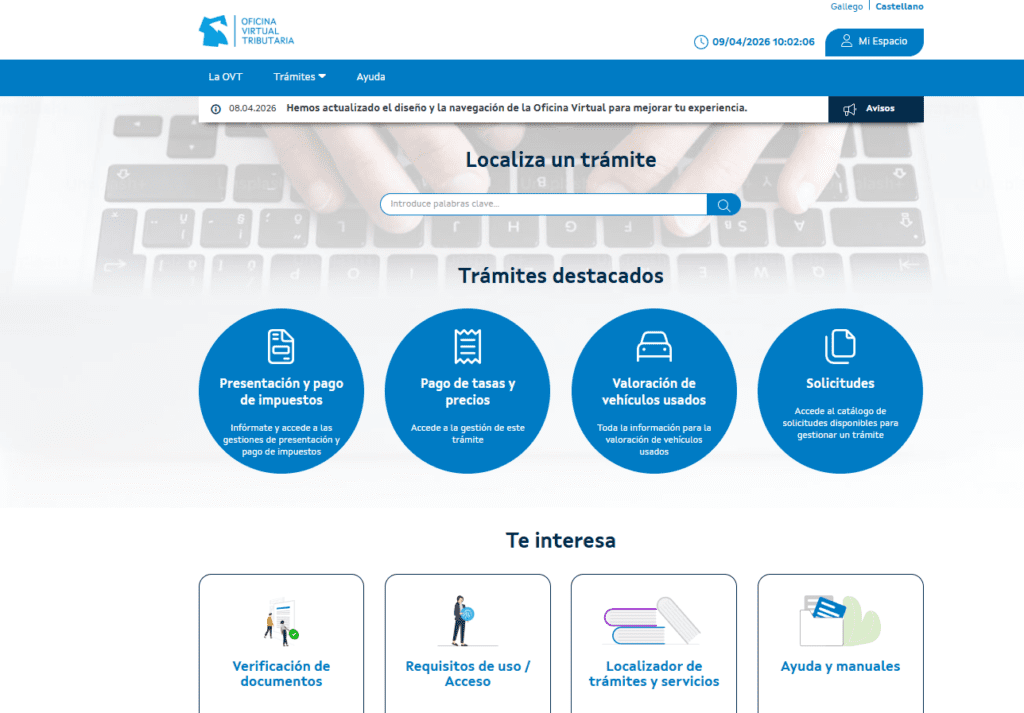 Nuevo diseño de la Oficina Virtual Tributaria de Galicia